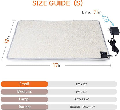 Cat Heating pad Indoor,Temperature Adjustable Kitten Heating pad Newborn with 12VDC Safe Voltage and Machine Washable（S：17 * 12IN）