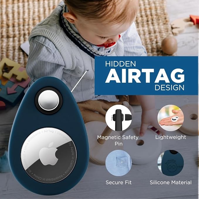 INFINITE ORBIT AirTag Holder for Kids – 2 Pack Anti-Removal Locking Case, GPS Tracker Holder Suitable for Children, Elderly, Pets & Luggage, Hidden Air Tag Pin Case (Compatible with Apple AirTag)