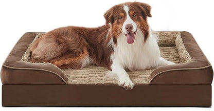 FURTIME Orthopedic Dog Beds for Large Dogs, Egg Foam Dog Bed with Ultra Comfy Supportive Foam, Washable & Waterproof Pet Couch, Nonskid Bottom