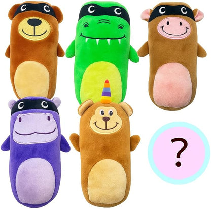 Jalousie 5 Pack Tough Plush Animal Dog Toys Assortment Value Bundle Dog Squeaky Toys Assortment Puppy Pet Mutt Dogs Toy Squeak Toy for Snall Medium Large Breeds (6 Pack Surprise Mix)