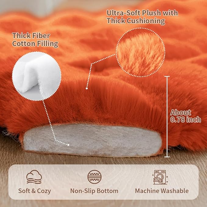 Large Dog Bed Mat, Extra Large Plush Faux Fur Washable Pet Bed for Large Dogs, Non-Slip Fluffy Dog Mat – Machine Washable XL Dog Sleeping Pad for Large Breeds, 35 x 27 Inch Orange