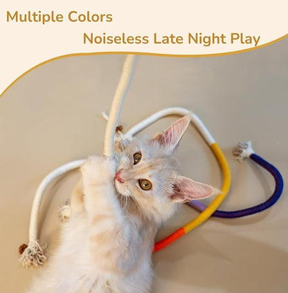 3-Pack Bent Cat Rope Toy, Pet Chew Toys, Interactive Tease Toys for Cats and Kittens, Bite-Proof Playthings, Cotton Rope Kitten Toys for Dental Care and Stress Relief, Pet Supplies