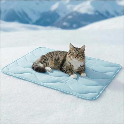 Dog Cooling Mat for Medium Dogs, 35"x24" Breathable Self Cooling Crate Mat for Dogs & Cats, QMAX>0.5 Portable Washable Pet Cooling Mat for Dog Bed, Thickened Cool Fiber Indoor/Outdoor Summer,Blue