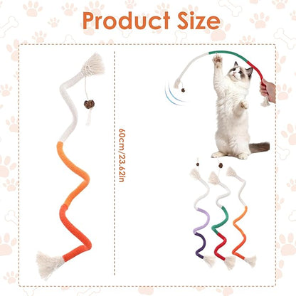 6 Pcs Cat Toys Chew Ropes, Cat Chew Toy for Teeth Cleaning, Safe Teeth Cleaning Toy for Indoor Kittens, Interactive Kitten Teething Toys to Transfer Chewing from Wires for All Breeds