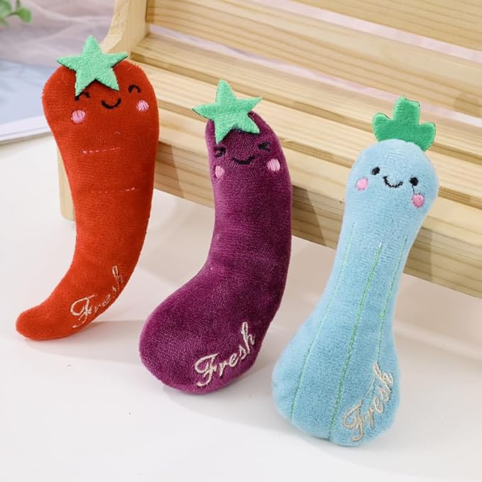 Red Cat Catnip Toys Cat Mint Toys Dog Kitten Chew Toy Funny Indoor Farm Theme Vegetable Shaped Cute Teeth Bite Toys Pet Supplies(Chili)，Toys，Catnip Toys