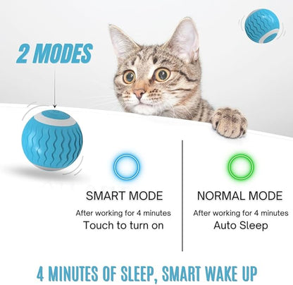 Cat Toys Interactive Spinning Ball, Automatic Rolling Smart for Cats Training, with Flashing LED Lights, and it’s USB Rechargeable. Food Grade Silicone Material. (Emerald Green)