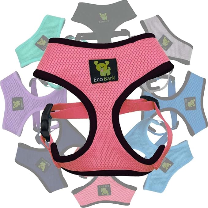 EcoBark Dog Harness - Eco-Friendly Max Comfort Harnesses - Luxurious Soft Mesh Halter - Over the Head Harness Vest- No Pull and No Choke for Puppy, Toy Breeds & Small Dogs (Small, Light Pink)