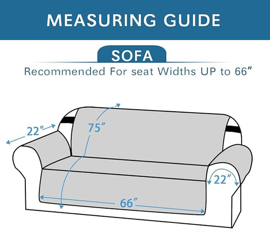 H.VERSAILTEX Reversible Sofa Slipcover Furniture Protector Water Resistant 2" Wide Elastic Strap Sofa Cover Couch Covers Pets Kids Fit Sitting Width Up to 66" (Sofa: 75" x 110", Taupe Brown/Beige)