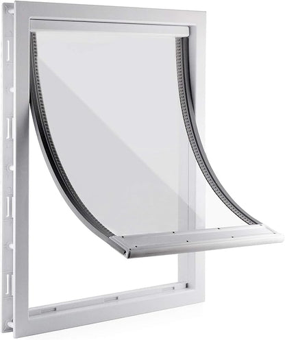 CEESC Dog Door with Soft Transparent Magnetic Flap and Snap-in Closing Panel, Premium PVC Plastic Doggie Door for Small Dog and Cat(M,White)
