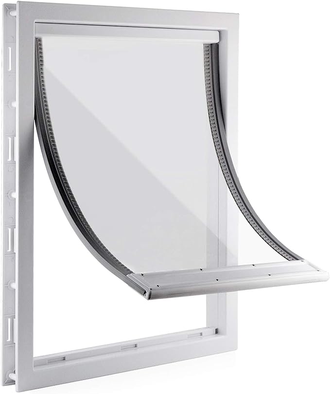 CEESC Large Dog Door for Pets Up to 220 lb, Weatherproof Pet Door with Magnetic Flap, Sturdy Weatherproof Panel and Snap-in Closing Panel Included, Suitable for Interior and Exterior Doors(XXL,White)