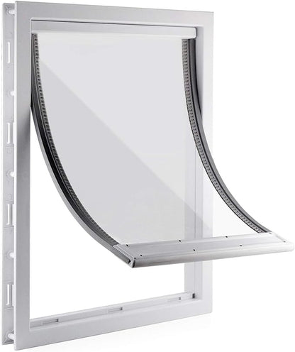 CEESC Large Dog Door for Pets Up to 220 lb, Weatherproof Pet Door with Magnetic Flap, Sturdy Weatherproof Panel and Snap-in Closing Panel Included, Suitable for Interior and Exterior Doors(XXL,White)