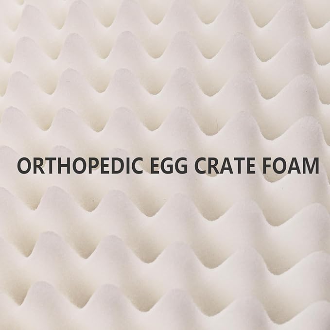 Patas Lague Orthopedic Dog Bed Large Sized Dog 36''X24'', Waterproof Soft Comfortable Egg Crate Foam Large Pet Beds Crate Mat with Removable Washable Cover and Nonskid Bottom, Grey