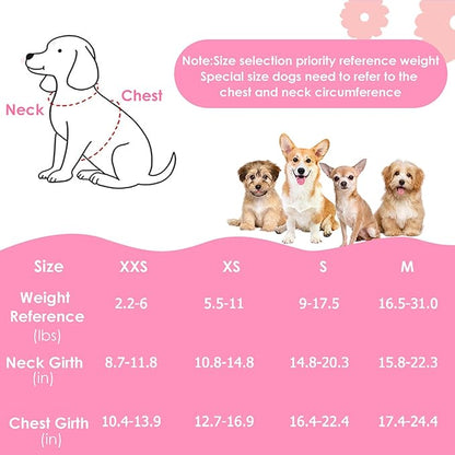 Lukovee Puppy Harness and Leash Set, No Pull Lightweight Soft Suede Adjustable Pet Harness Vest with Snap Buckle for Puppy Small and Medium Size Dog (Pink Rose, S)