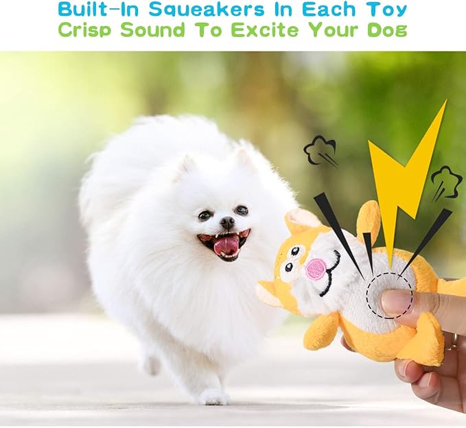 LEGEND SANDY Squeaky Dog Toys for Puppy Small Medium Dogs, Stuffed Samll Dog Toys Bulk with Plush Pet Doggie Toy Set, Cute Safe Pet Chew 12 Pack for Puppies Teething