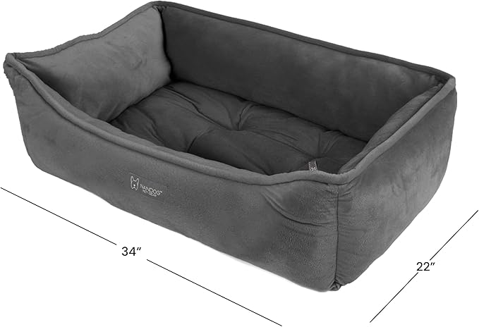 NANDOG Reversible Dog Bed from The Signature Collection– Luxury Cloud-Soft Pet Bed for Medium to Large Dogs & Cats, Premium Pet Gear, Reversible Design, Plush Comfort, Modern Style - Dark Grey