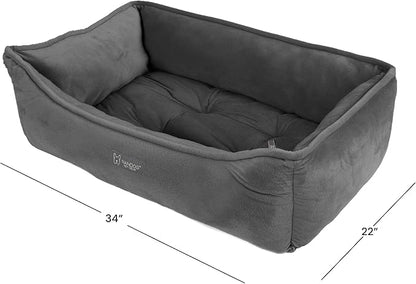 NANDOG Reversible Dog Bed from The Signature Collection– Luxury Cloud-Soft Pet Bed for Medium to Large Dogs & Cats, Premium Pet Gear, Reversible Design, Plush Comfort, Modern Style - Dark Grey