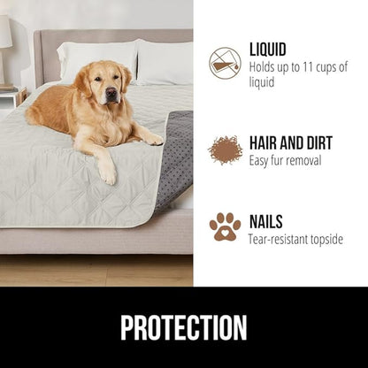 GORILLA GRIP Waterproof Dog Blanket, Leakproof Couch Cover for Dogs, Silicone Grip Backing, Protects Sofa, Sectional, Bed, Crate, Car & RV, Tear-Resistant Washable Senior Pet Blanket 30x70 Light Taupe