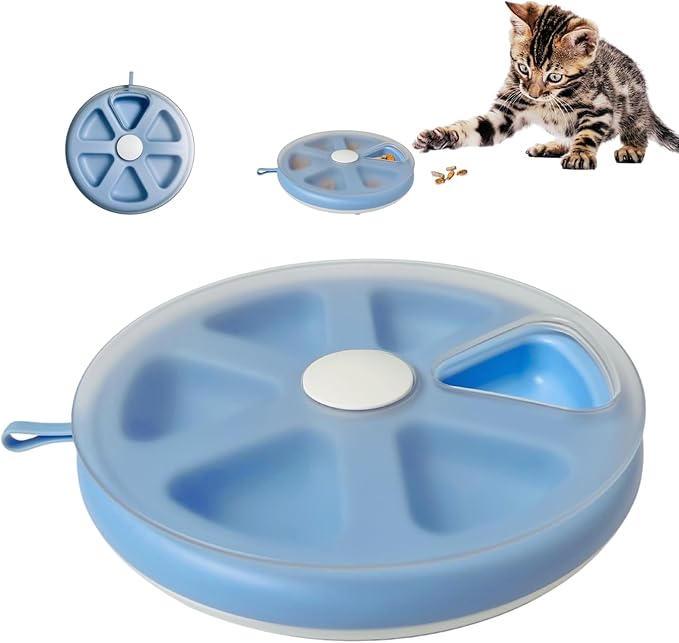 Interactive Cat Treat Toys, Food Puzzle, Maze Feeder Toys for Indoor Cats and Kittens (Blue)