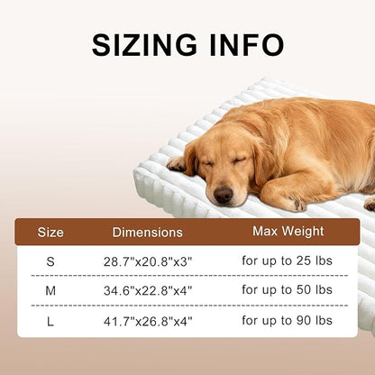 Dog Beds Flat Dog Crate Bed Waterproof for Meduim Large Dogs with Plush Removable Washable Cover Anti Slip Bottom for Indoor,Cream,41.7"x26.8"