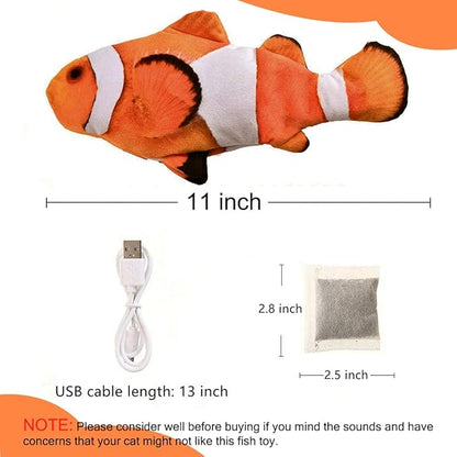 Tocirelo Cat Toy Flopping Fish - Interactive Cat Toy for Indoor Bored Cats, Automatic Moving Floppy Fish Dog Toy, 11" Realistic Electric Kitten Kicker Exercise Stuff with Catnip SilverVine