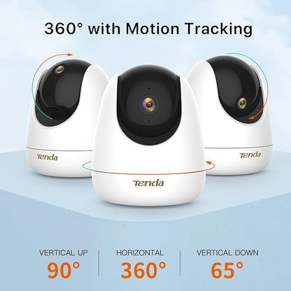 Tenda 2.5K Security Camera Indoor,4 MP Pet/Baby Cameras for Home Security, 2-Way Audio, Human/Pet/Baby Crying Detection, Night Vision, Plug-in WiFi Camera for Inside House (CP7)