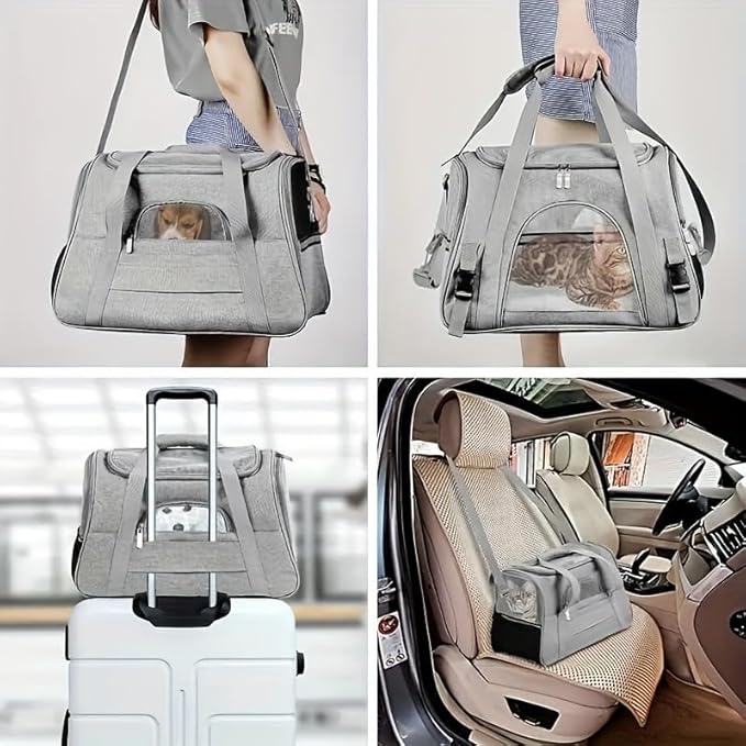 Cat Carriers, Dog Carriers, Pet Carriers – Airline-Approved Soft-Sided Bag for Cats & Small Dogs (Up to 15 lb), Foldable, Breathable Mesh, Privacy Cover, Washable & Lightweight