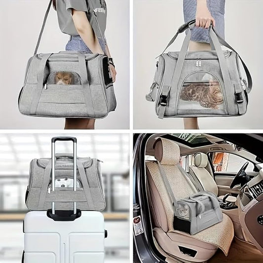 Cat Carriers, Dog Carriers, Pet Carriers – Airline-Approved Soft-Sided Bag for Cats & Small Dogs (Up to 15 lb), Foldable, Breathable Mesh, Privacy Cover, Washable & Lightweight