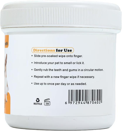 Finger Brushes for Dental Care of Pets, Teeth Cleaning Finger Wipes, Dog Dental Wipes, Reduce Plaque & Tartar, Freshen Breath, Safe & Natural Pet Dental Wipes for Dogs Teeth