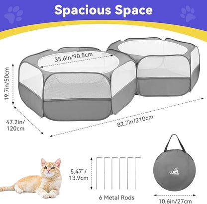 Pawaboo Small Animals Playpen, Portable Chicken Coop Run Large Chick Brooder with Zipper Splicing, Pop Up Pet Enclosure Cat Tent for Guinea Pig Bunny Puppy Indoor Outdoor, Gray