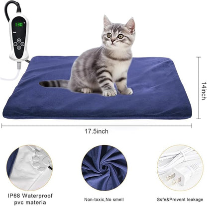 RIOGOO Pet Heating Pad, Electric Heating Pad for Dogs and Cats Indoor Warming Mat with Auto Power Off (S: 17.5"x14")
