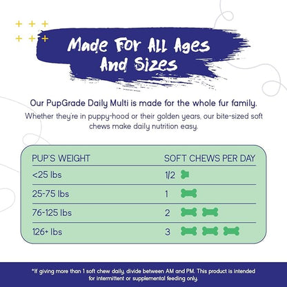 PupGrade Daily Multivitamin for Dogs – All-in-One Supplement with Omega Fish Oil, Vitamins A, C, D, E & B Complex for Everyday Health – 90 Soft Chews