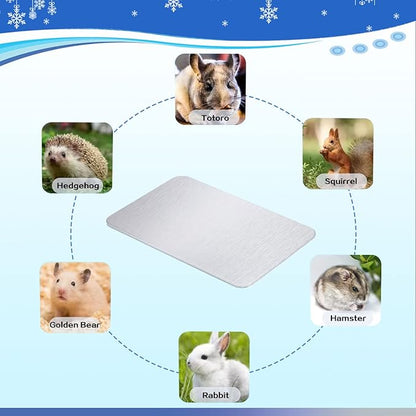 Rabbit Cooling Pad, 11.8x7.9 in Hamster Cooling Mat Pet Cool Plate for Rabbit Bunny Hamster Guinea Pig & Other Small Pets Stay Cool This Summer - Bite Resistance Pet Cooling Pad Ice Bed