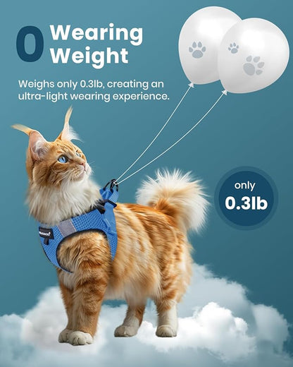 FAYOGOO Cat Harness, Cat Leash and Harness Set for Walking Escape Proof, Harness for Small Cats/Small Dogs, Large Kitten/Puppy Harness and Leash, Harness for Cats S-XXL(Tranquil Teal, X-Large)