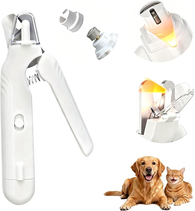 2-in-1 Pet Nail Clipper & Grinder with Dual LED Lights, USB Rechargeable, Electric Multi-Function Grinding, Quiet Operation with Splash Guard, Suitable for Small/Medium/Larg