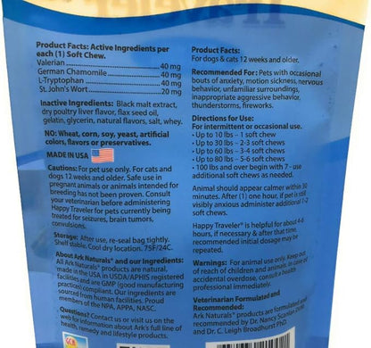 Ark Naturals Happy Traveler Calming Chews for Dogs, Single Pack