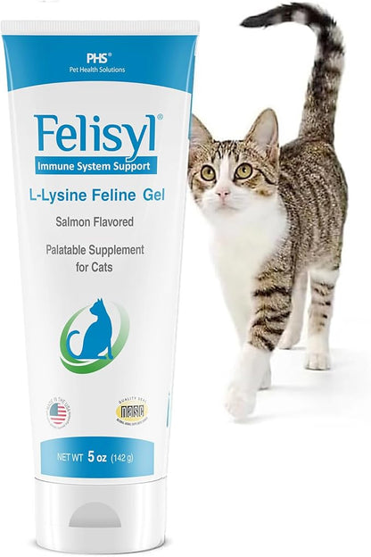 Felisyl L-Lysine Gel for Cats & Kittens (5oz) – Immune System, Respiratory & Eye Health Support. Reduces Sneezing, Runny Nose & Watery Eyes. Daily Salmon-Flavor Supplement – Made in USA (1 Pack)