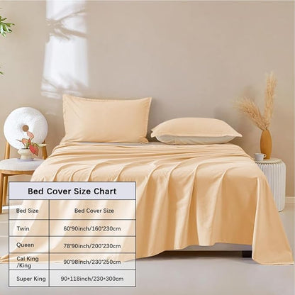 DUJUIKE Waterproof Bed Cover for Dog and Cats,Pet Hair Resistant Bed Sheet Cover, Protective Bed Liner Cover with 100% Waterproof Breathable Thin Fabric (Apricot Yellow, Queen 78 * 90 inch)