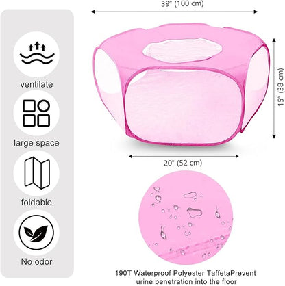 Guinea Pig Playpen with Lid, Breathable Small Animals Playpen with Anti-Escape Cover Portable Kitten Playpen Indoor/Outdoor Yard Exercise Cage House Tent for Hamster Chinchillas Rabbits Bunny