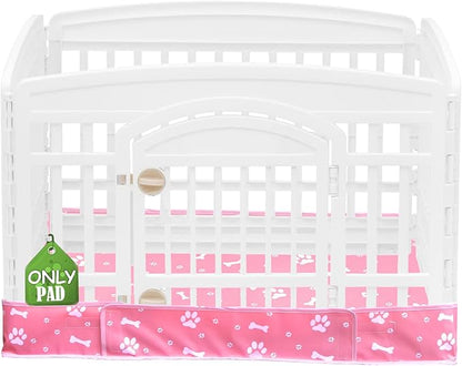 Dog Playpen Bottom Pad Fits for 36 Inch 4 Panels Exercise Pet Playpen, Dog Crate Pad Puppy Playpen Pad, Hoop and Loop Design (Note: Playpen Not Included). -Pink