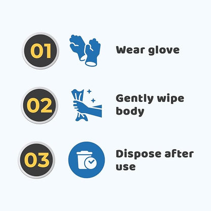 Pet Glove Wipes for Dogs & Cats, No Rinse Full Body Cleaning Large Gloves (9.84 x 9.05 inch), Gentle Grooming for Paws Face Ears Eyes Coat, Alcohol Free, 20 Count