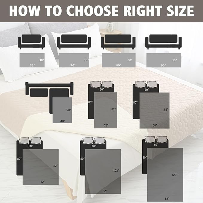Ameritex Waterproof Pet Bed Cover Anti-Slip Dog Bed Blanket for Sofa and Furniture Waterproof New Pattern Design (Khaki, 82x82 Inch (Pack of 1))