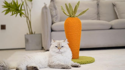 LIFLIX Carrot Cat Scratching Post, 17'' Cute and Fun Sisal Cat Scratcher for Indoor Cats and Kittens
