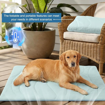 Dog Cooling Mat for Dogs & Cats - 0.87" Thick Self-Cooling Pet Mat (Large 48×28") - Machine Washable, No Electricity Required