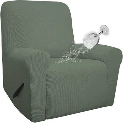 Easy-Going 100% Waterproof Recliner Cover, Dual Waterproof Couch Cover for Recliner, 1- Piece Jacquard Sofa Cover, Leakproof Sofa Slipcover for Kids, Pets, Dog and Cat (Recliner, Grayish Green)