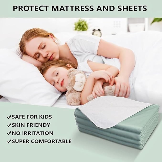AbsorbEase® Washable Underpads 34"x36" - Waterproof, Ultra-Absorbent Incontinence Bed Pads for Adults, Seniors, Kids, Pets, Reusable Pee Pads, Odor Neutralizing, Latex-Free, USA Made (Pack of 4)