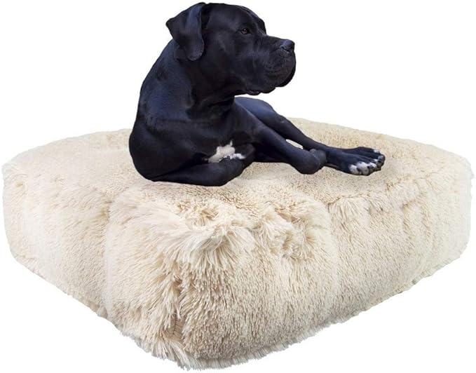 Bessie and Barnie Frosted Willow Extra Plush Shag Faux Fur Luxury Sicilian Rectangle Pet/Dog Bed (Multiple Sizes)