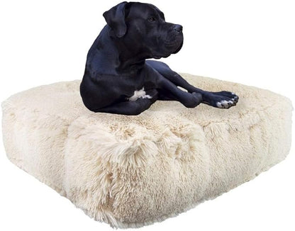 Bessie and Barnie Frosted Willow Extra Plush Shag Faux Fur Luxury Sicilian Rectangle Pet/Dog Bed (Multiple Sizes)