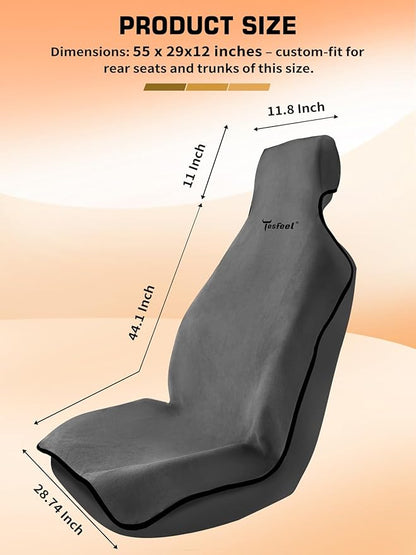 Car Seat Cover Towel 2PCS, 1200g Ultra-Thick Absorbent Terry Cloth Seat Protector for Post-Gym Sweat & Beach, Universal Fit for Sedans SUV Minivans, Machine Washable Interior Protection (Gray)