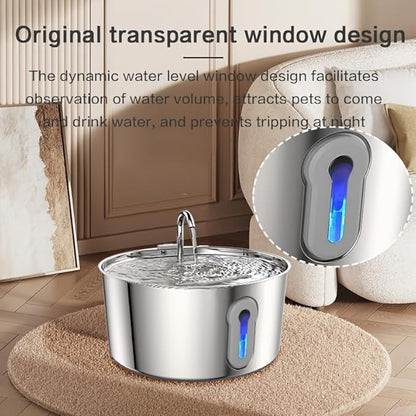 4L/135oz Large Cat Water Fountain Advanced 304 Stainless Steel with Detachable Tank, Easy to Clean, Automatic Pet Fountain Quiet Cats Water Dispenser, Dogs (135oz Large Cat Fountain)