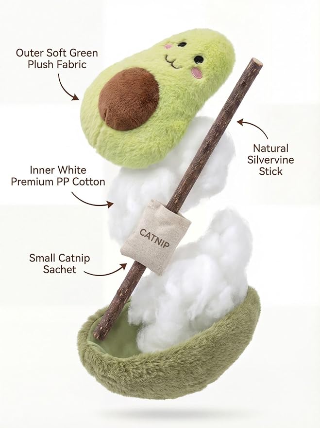 Durable and lnteractive Cat Teething Stick Toys: Chewing Stick, Grinding Teeth Rod, and chewable Cat Doll for Your Pet's Entertainment (Avocado Green)